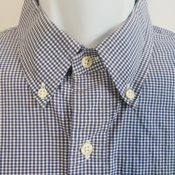 Ralph Lauren Mens Blue Gingham Check Button Down Shirt Large L Yellow Pony/R88 - Picture 4 of 8
